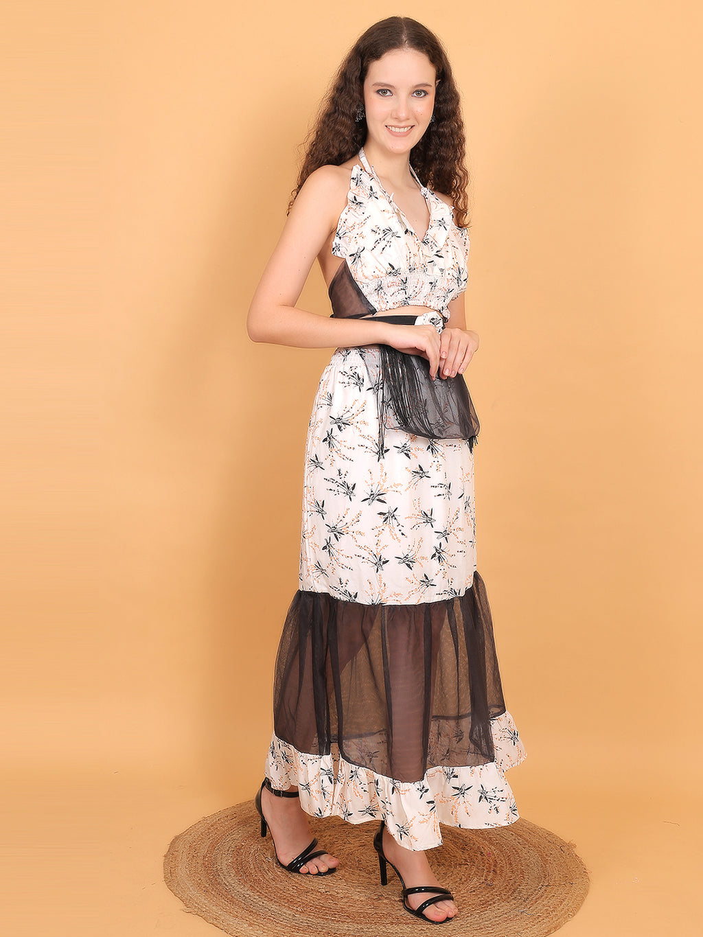 Skirt co-ord set with net belt